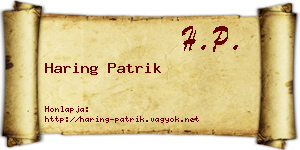 Haring Patrik névjegykártya